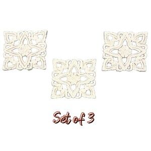 9 Inch Square Beautiful Hand Carved Wall Panel Hanging Plaques Home Art Set of 3